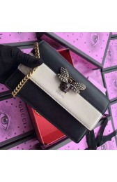Gucci Queen Margaret Leather Mini Bag Black and White 476079 VS09630