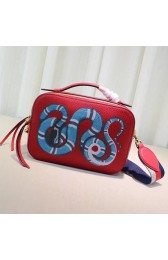 Gucci Snake Print Leather Top Handle Bag Red 453565 VS01690