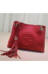 Gucci Soho Leather Chain Strap Shoulder Bag Red 387043 VS00315