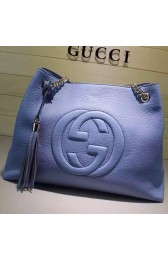 Gucci Soho Leather Shoulder Bag Skyblue 308982 VS05735