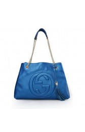 Gucci Soho Medium Tote Bag Calfskin Leather 308982 Blue VS06981