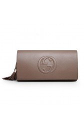 Gucci Soho Original Leather Clutch 336753 Khaki VS01836