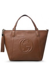 Gucci Soho Original Leather Top Handle Bag 369176 Apricot VS08828