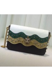 Gucci Studded Leather Chain Shoulder Bag Black and Green 432410 VS02397