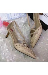Gucci Studded Leather Mid-heel Pump Grey 452865 VS09242