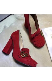 Gucci Suede Fringe Pump Red 408206 VS04281