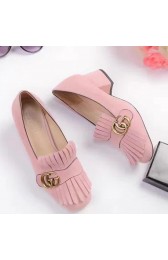 Gucci Suede Mid-heel Pump Pink 461947 VS06678