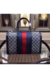 Gucci Vintage Web Original GG Canvas Boston Bag Blue 247205 VS04384