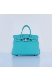 Hermes Birkin 30CM Tote Bags Light BLue Grainy Leather Silver VS09803