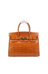 Hermes Birkin 30CM Tote Bags Wheat Iridescent Croco Leather Gold VS07541