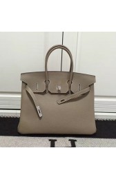 Hermes Birkin 35 Tote Bag in Light Grey Togo Leather Silver Hardware HB1210 VS02965