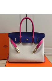 Hermes Birkin 35 Tote Bag in White and Blue Togo Leather HBK0401 VS09226