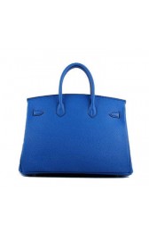 Hermes Birkin 35CM Tote Bag Blue Grainy Leather H-35 Silver VS02715