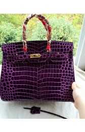 Hermes Birkin 35CM Tote Bag Croco Leather H35CO Purple VS01082