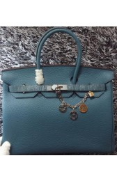 Hermes Birkin 35CM Tote Bag Litchi Leather HB35GL Blue VS04901