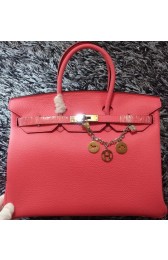 Hermes Birkin 35CM Tote Bag Litchi Leather HB35GL Cherry VS01553