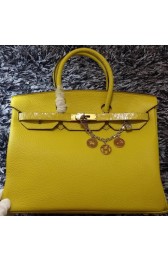 Hermes Birkin 35CM Tote Bag Litchi Leather HB35GL Lemon VS07430
