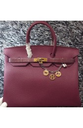 Hermes Birkin 35CM Tote Bag Litchi Leather HB35GL Purple VS02976