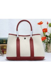 Hermes Garden Party 30cm Tote Bag Canvas Burgundy VS08959