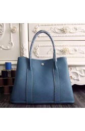 Hermes Garden Party 36 30 Tote Bag in Imported Togo Leather Denim Blue VS07504
