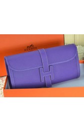 Hermes Jige Clutch Bag Calfskin Leather Purple VS00179