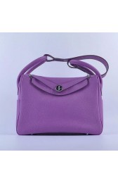 Hermes Lindy 30CM Grainy Leather Shoulder Bag H6207 Purple VS03628