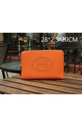 Hermes Original Grainy Leather Clutch H8026 Orange VS02841