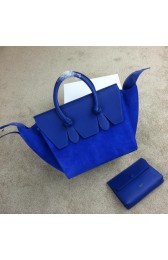 High Imitation Celine Tie Top Handle Bag Suede Leather C98314 Blue VS02342