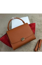 High Imitation Celine Trapeze Bag Suede Leather CL008 Wheat&Red VS00194
