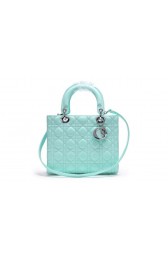 High Imitation Christian Dior Light Green Sheepskin Leather Mini Lady Dior Bag Silver VS05956