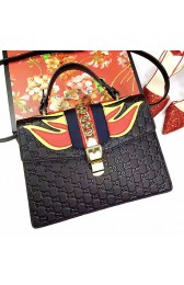 High Imitation Gucci Flames Sylvie Gucci Signature Bag Black 431665 VS07601