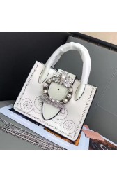 High Imitation Miu Miu Goat Leather Top Handle Bag White 5BA043 VS08098