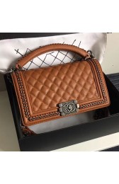 High Quality Chanel Grained Calfskin Boy Bag with Top Handle Orange A14041 VS06715