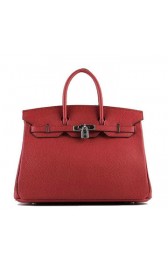 High Quality Replica Hermes Birkin 35CM Tote Bag Red Grainy Leather H-35 Silver VS07728