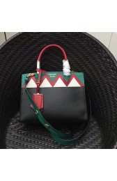 High Quality Replica Prada Esplanade Saffiano and Calf Leather Bag Black and Green 1BA046 VS08072