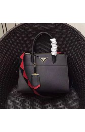 High Quality Replica Prada Paradigme Saffiano Leather Bag Black and Red 1BA102 VS01582