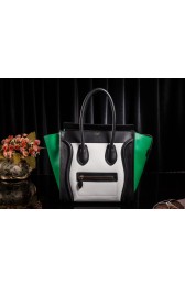Hot Celine Mini Luggage 3308 in White/Black/Green Original Leather VS09032