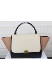 Hot Celine Trapeze Bag Original Litchi Leather CT3342 White&Black&Grey VS09097