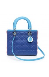 Hot Copy Christian Dior CD6325 Blue Sheepskin Mini Lady Dior Bag Silver VS04822