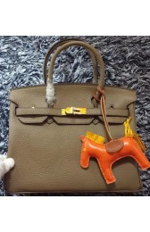 Hot Fake Hermes Birkin 30CM Tote Bags Litchi Leather H30LI Khaki VS04342