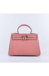 Hot Fake Hermes Kelly 28cm Shoulder Bags Light Pink Grainy Leather Gold VS03182