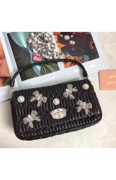 Hot Knockoff Miu Miu Crystal Nappa Leather Top Handle Bag Black 5BD417 VS03881