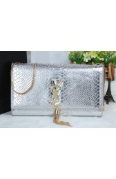 Hot YSL Monogramme Cross-body Shoulder Bag Croco Leather Y311214 Silver VS06110