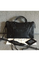 Imitation 1:1 Balenciaga Classic Black Metallic Edge City Goat Leather Bag Black 101420 VS08614