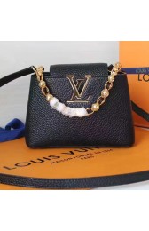 Imitation 1:1 Louis Vuitton Taurillon Leather Capucines Mini Chain Noir M42935 VS00348