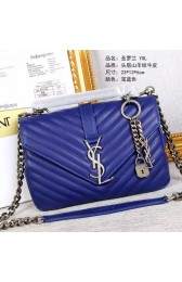 Imitation 1:1 Saint Laurent Classic Medium Monogram College Bag In Blue Matelasse Leather Y2450 VS00325