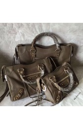 Imitation Balenciaga Classic Metallic Edge City Goat Leather Bag Dark Grey 101420 VS02250