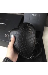 Imitation Best Saint Laurent love Box Bag in Black Crocodile Embossed Leather 466212 VS01425