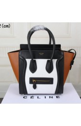 Imitation Celine Luggage Micro Boston Bag Original Leather CT33081 White&Black&Brown VS00724