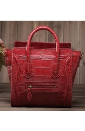 Imitation Celine Luggage Nano Boston Bag Croco Leather 3309 Red VS04988